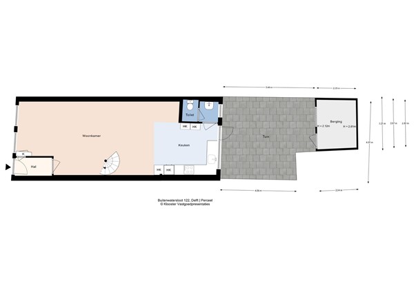 Plattegrond - Buitenwatersloot 122, 2613 SV Delft - Buitenwatersloot 122_Perceel.jpg